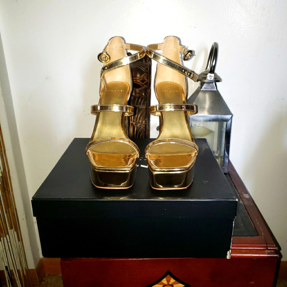 Marc Fisher Gold Platform Sandals